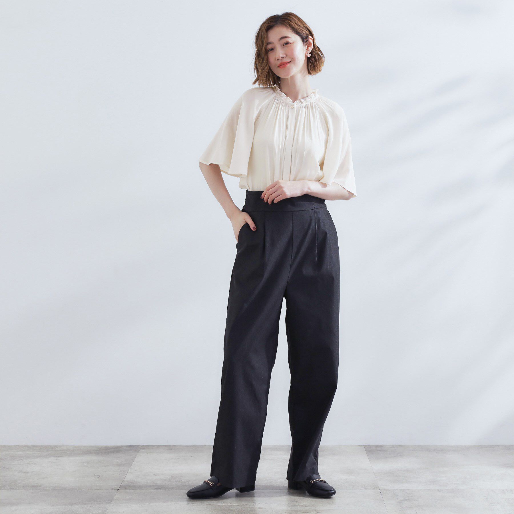 grove「【洗える/お仕事/二の腕カバー】ヴィンテージサテンブラウス」|シャツ・ブラウス|