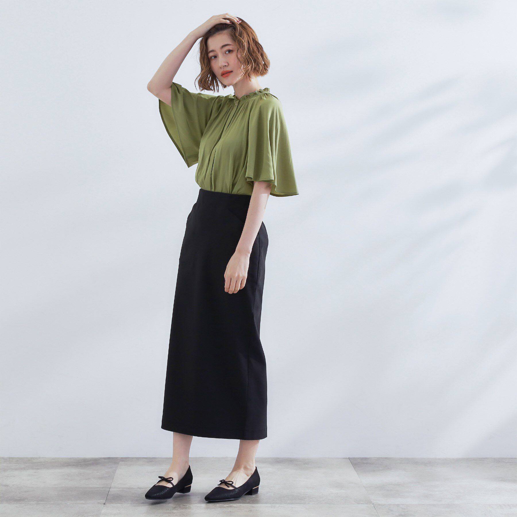 grove「【洗える/お仕事/二の腕カバー】ヴィンテージサテンブラウス」|シャツ・ブラウス|