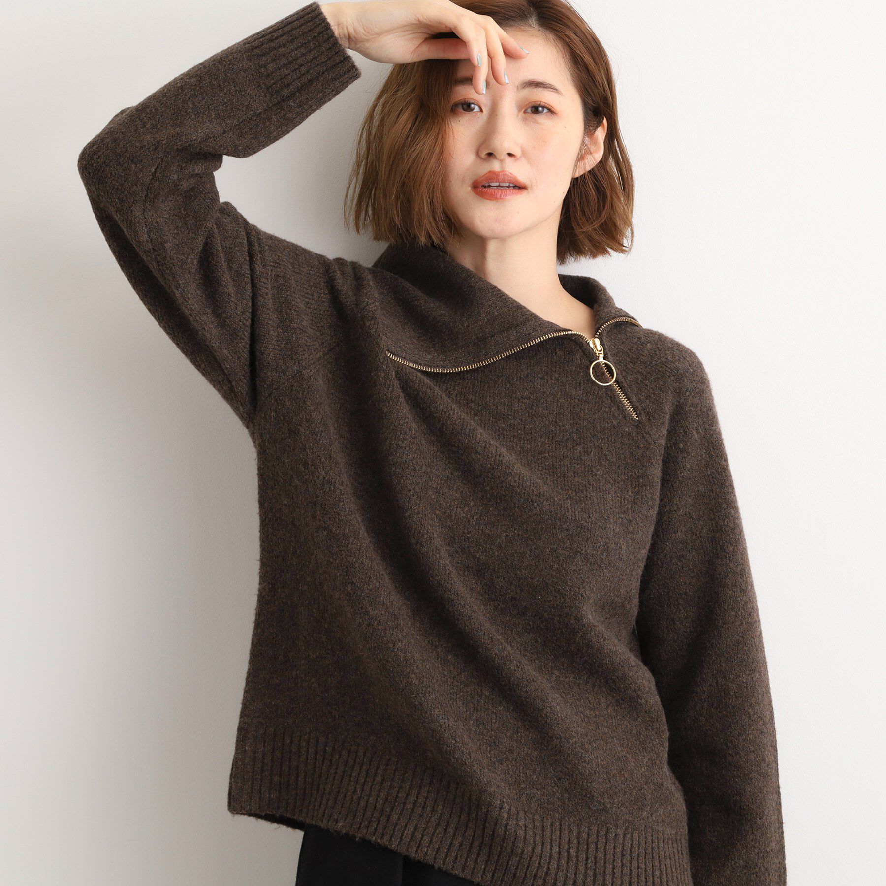grove「サイドジップカラーニットプルオーバー」|ニット・セーター|