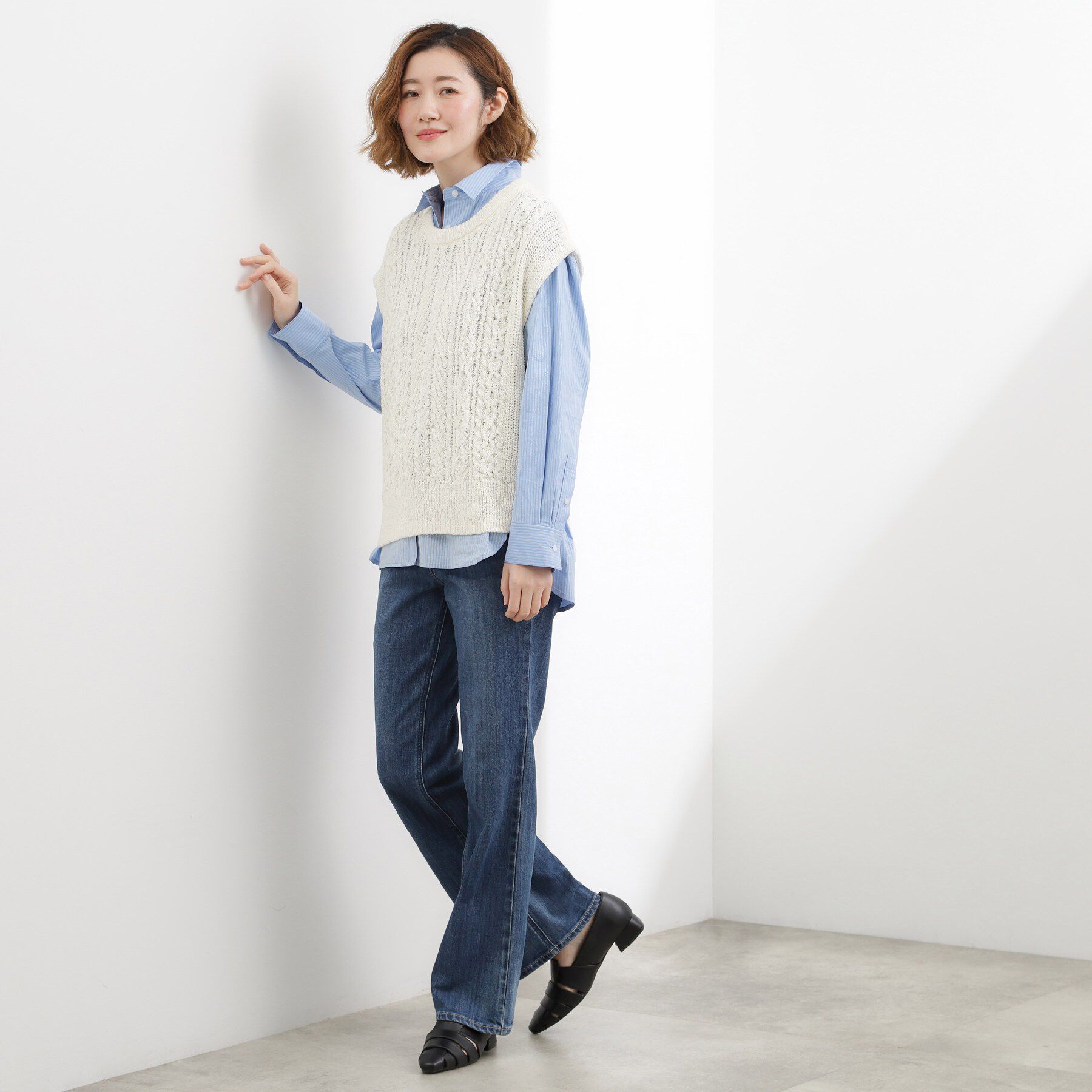 grove「リリヤーンケーブル ニットベスト」|ニット・セーター|