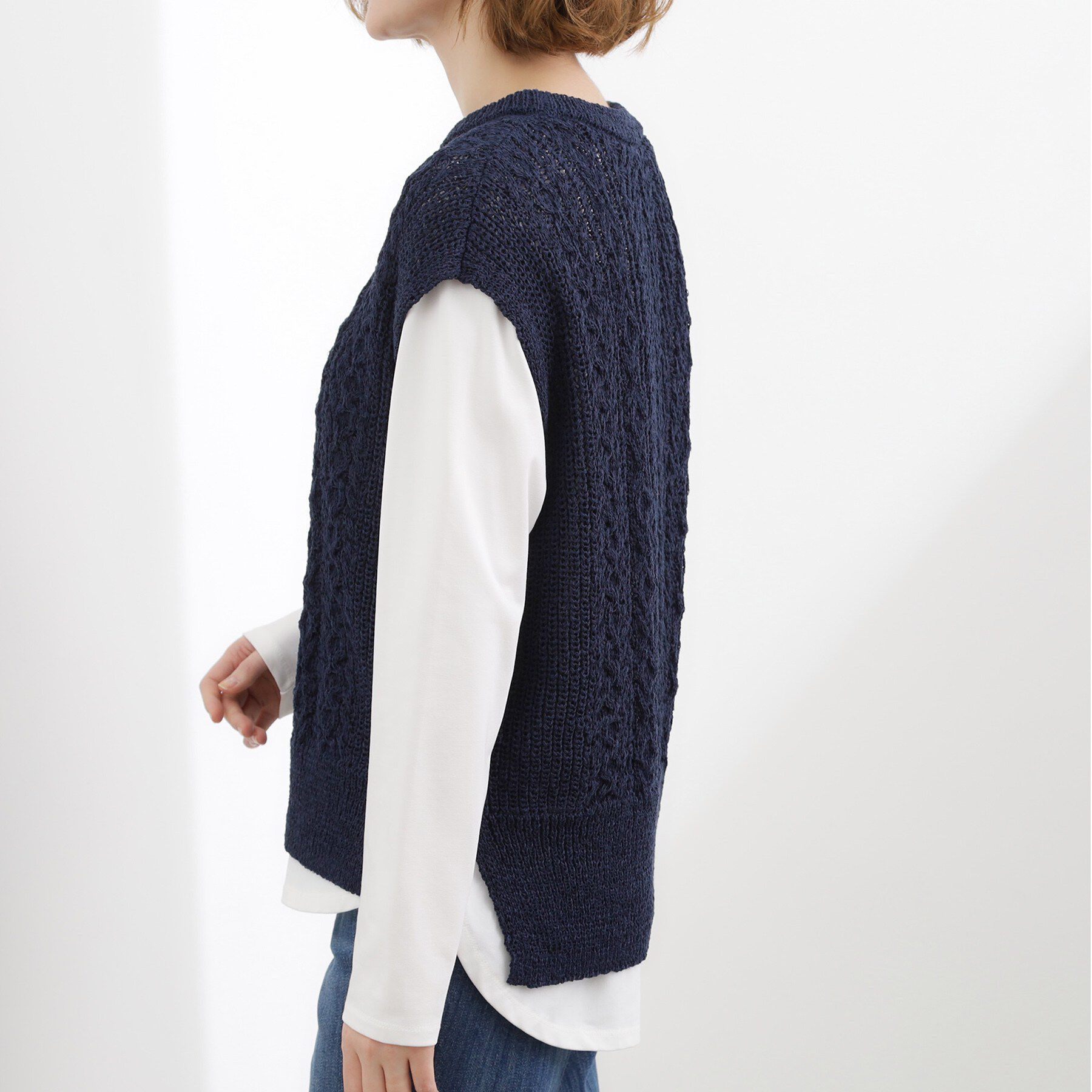 grove「リリヤーンケーブル ニットベスト」|ニット・セーター|