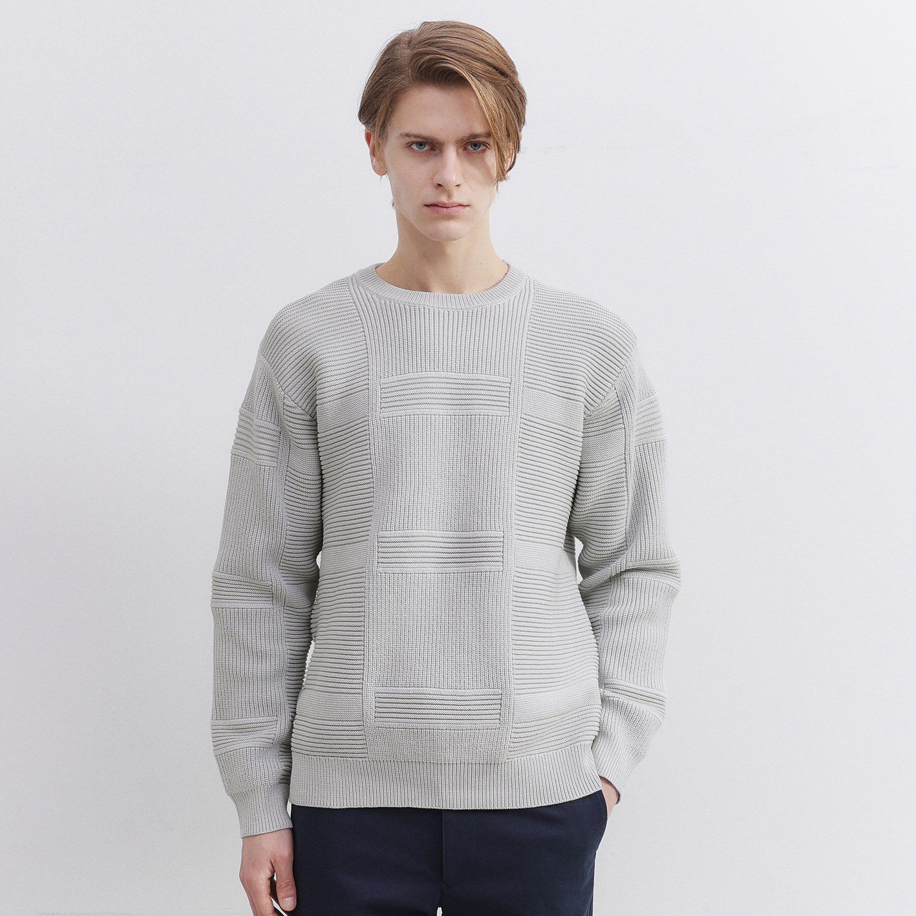 TAKEO KIKUCHI「畦編みチェック プルオーバーニット」|ニット・セーター|