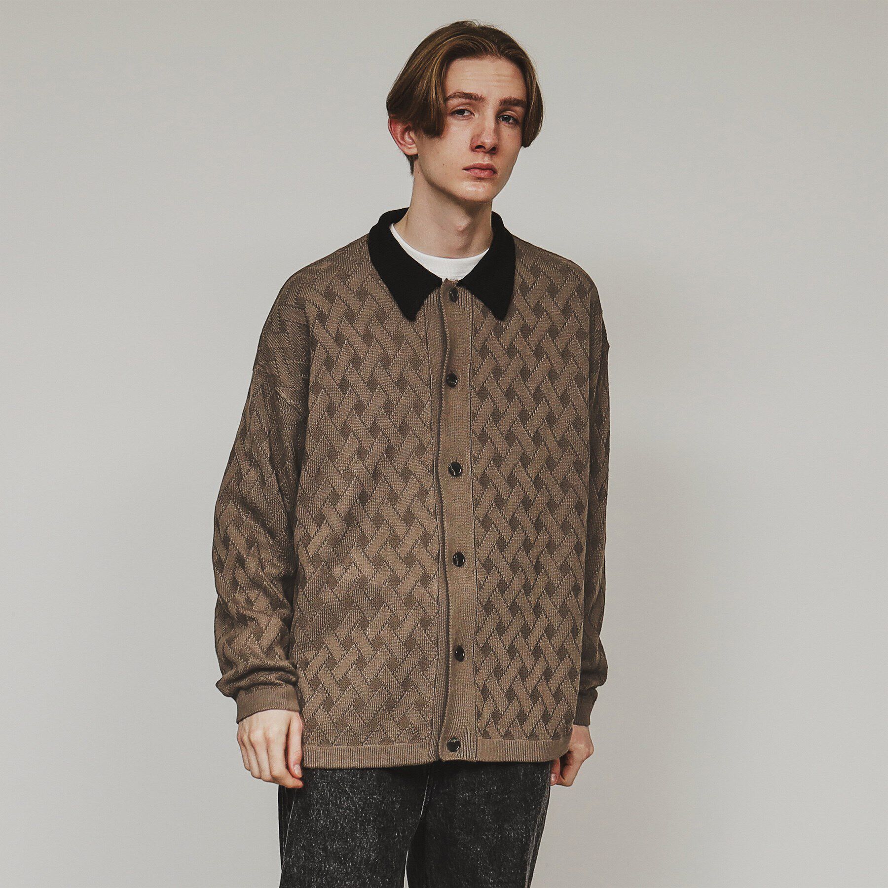 tk.TAKEO KIKUCHI「衿付きニットカーディガン」|カーディガン|