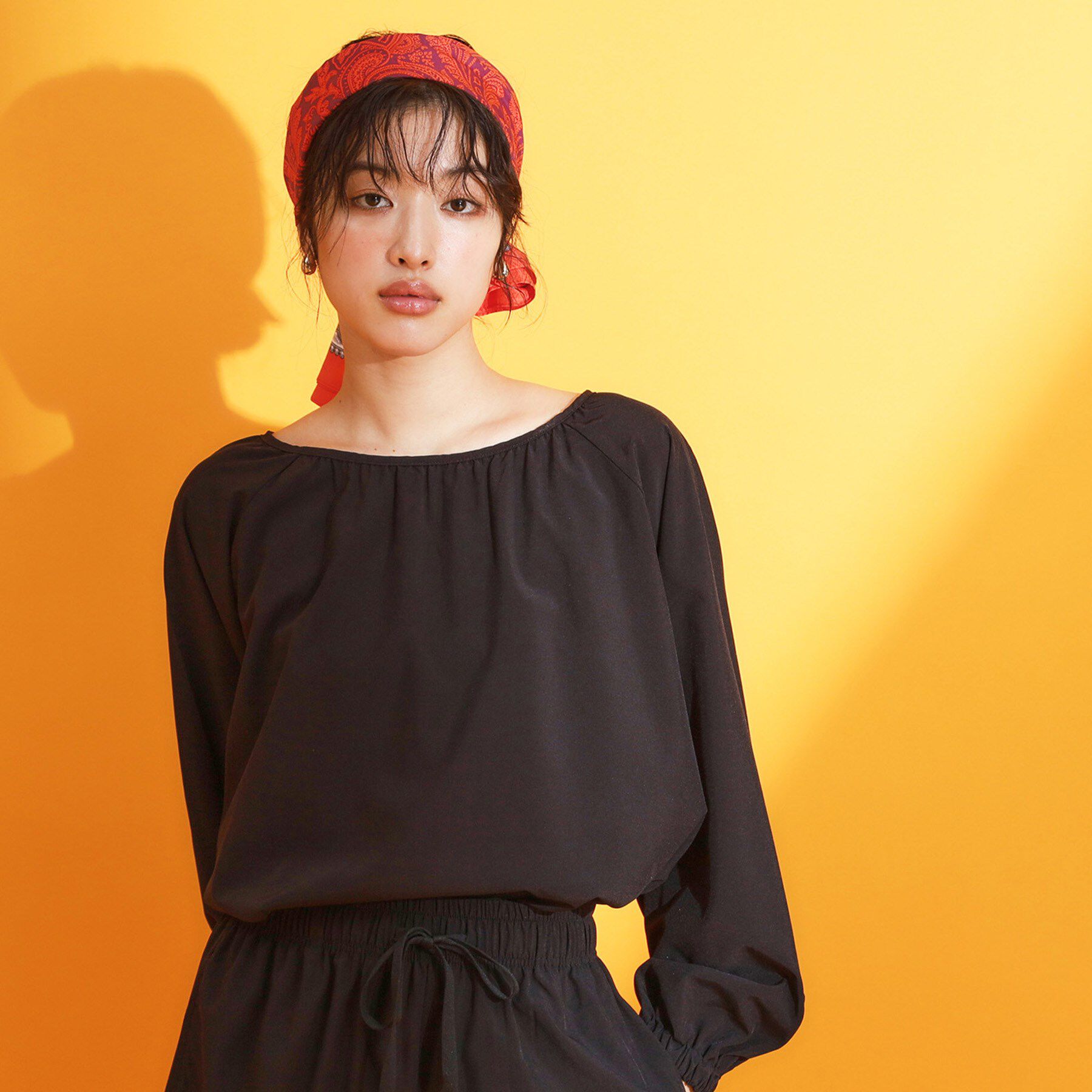 THE SHOP TK「【mizugiwa/ラッシュガード】ギャザーチュニック/前後2WAY/セットアップ可/接触冷感/UV」|シャツ・ブラウス|ブラック(019)