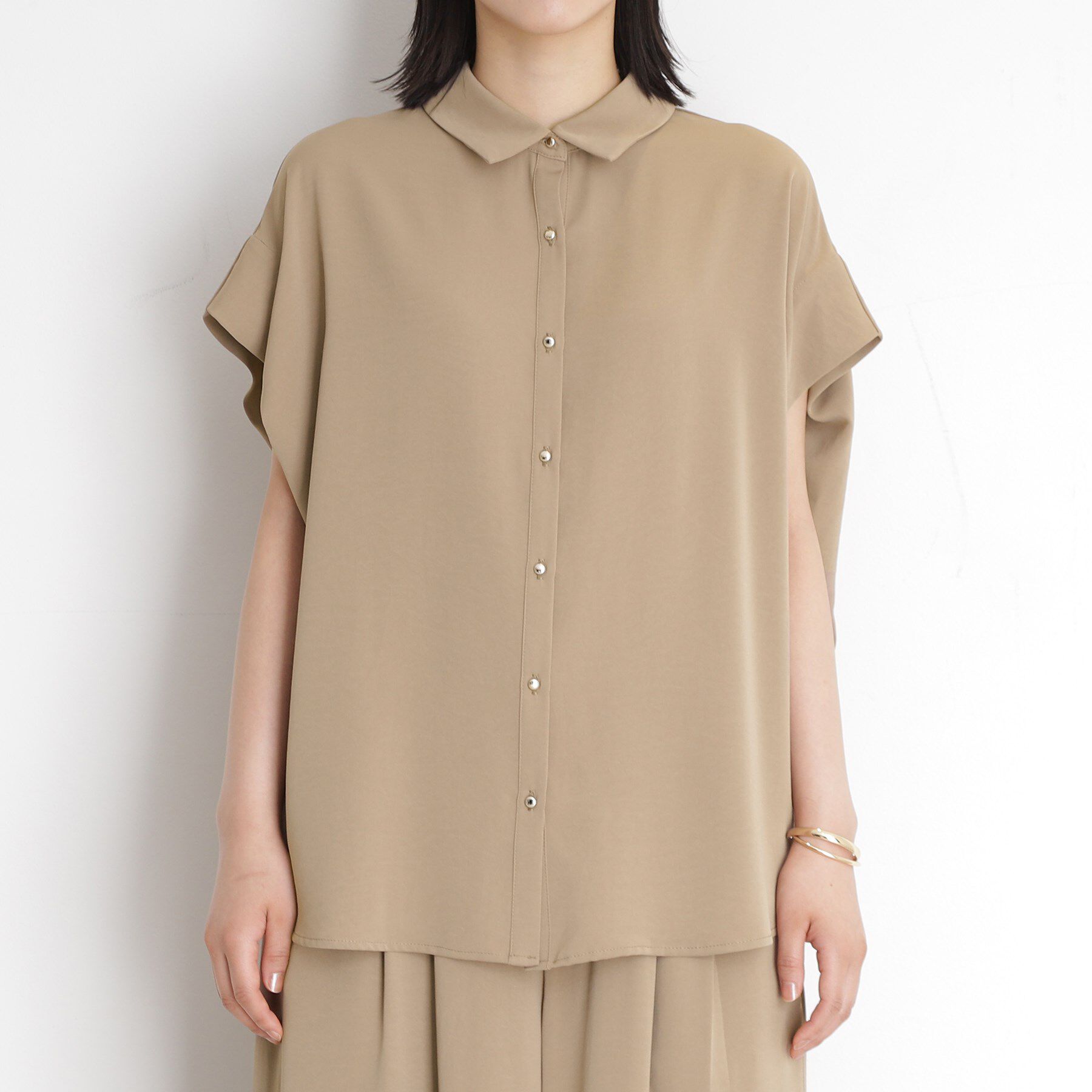 THE SHOP TK「コットンライクブラウス【接触冷感/洗濯機OK/UV/セットアップ可】」|シャツ・ブラウス|