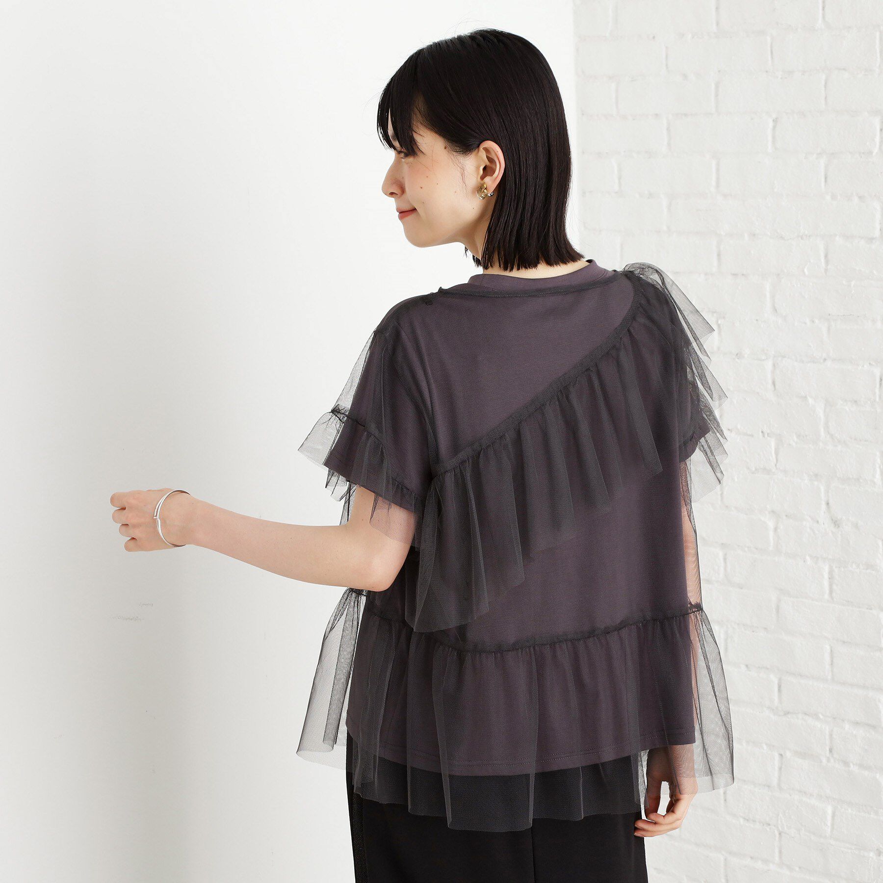 THE SHOP TK「【セットアイテム】チュール&times;ロゴTシャツ/洗える」|Tシャツ・カットソー|