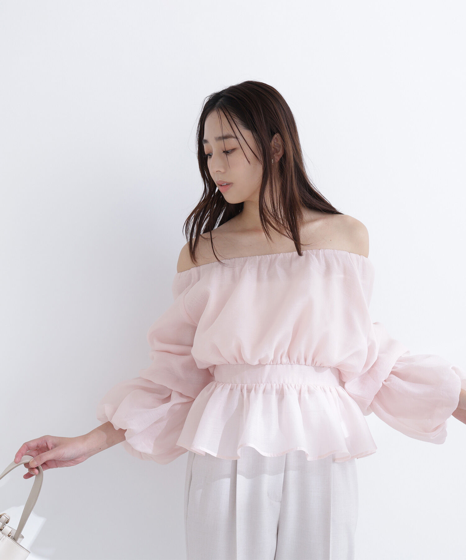  「シアーギャザーペプラムブラウス」|シャツ・ブラウス|