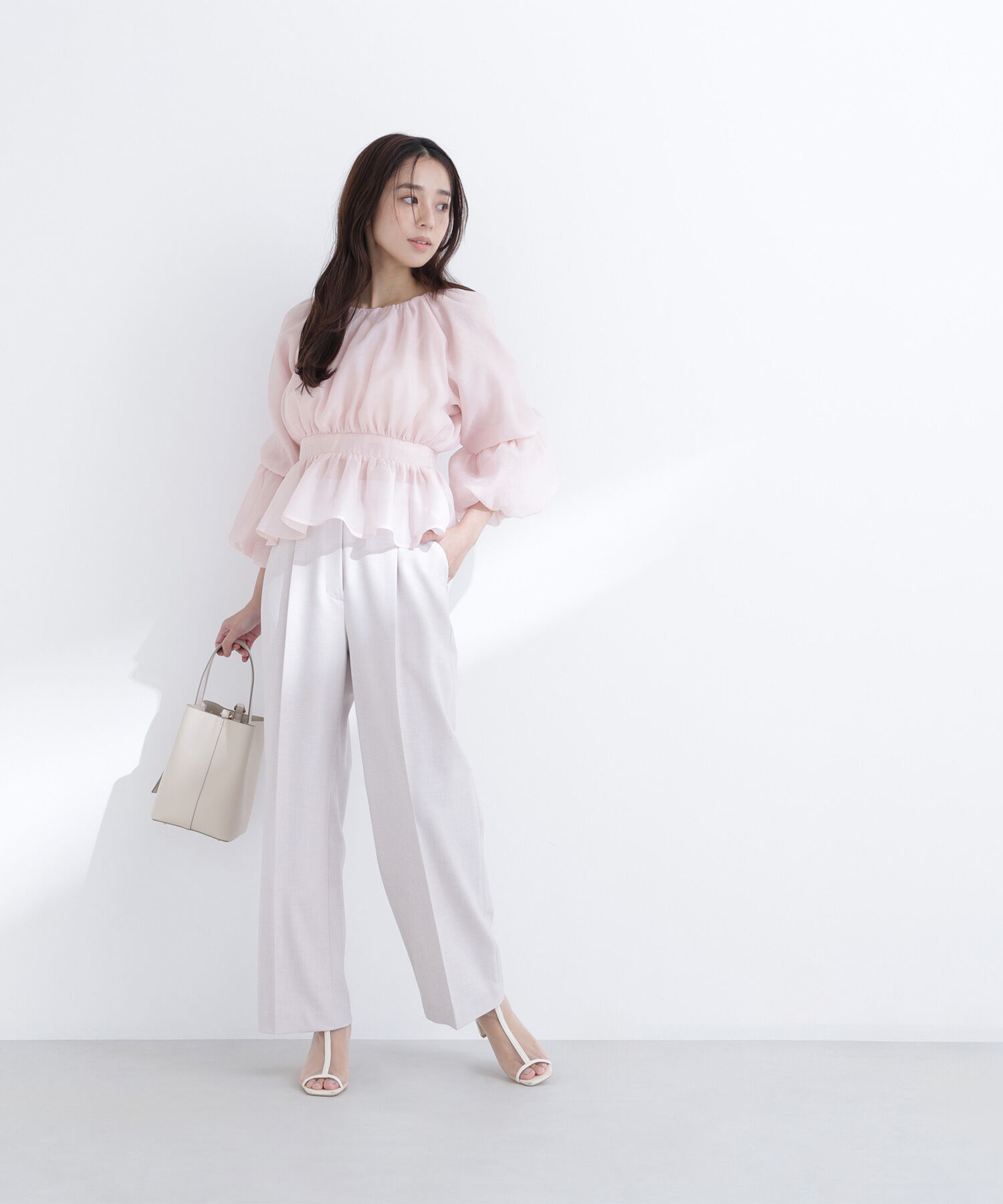  「シアーギャザーペプラムブラウス」|シャツ・ブラウス|