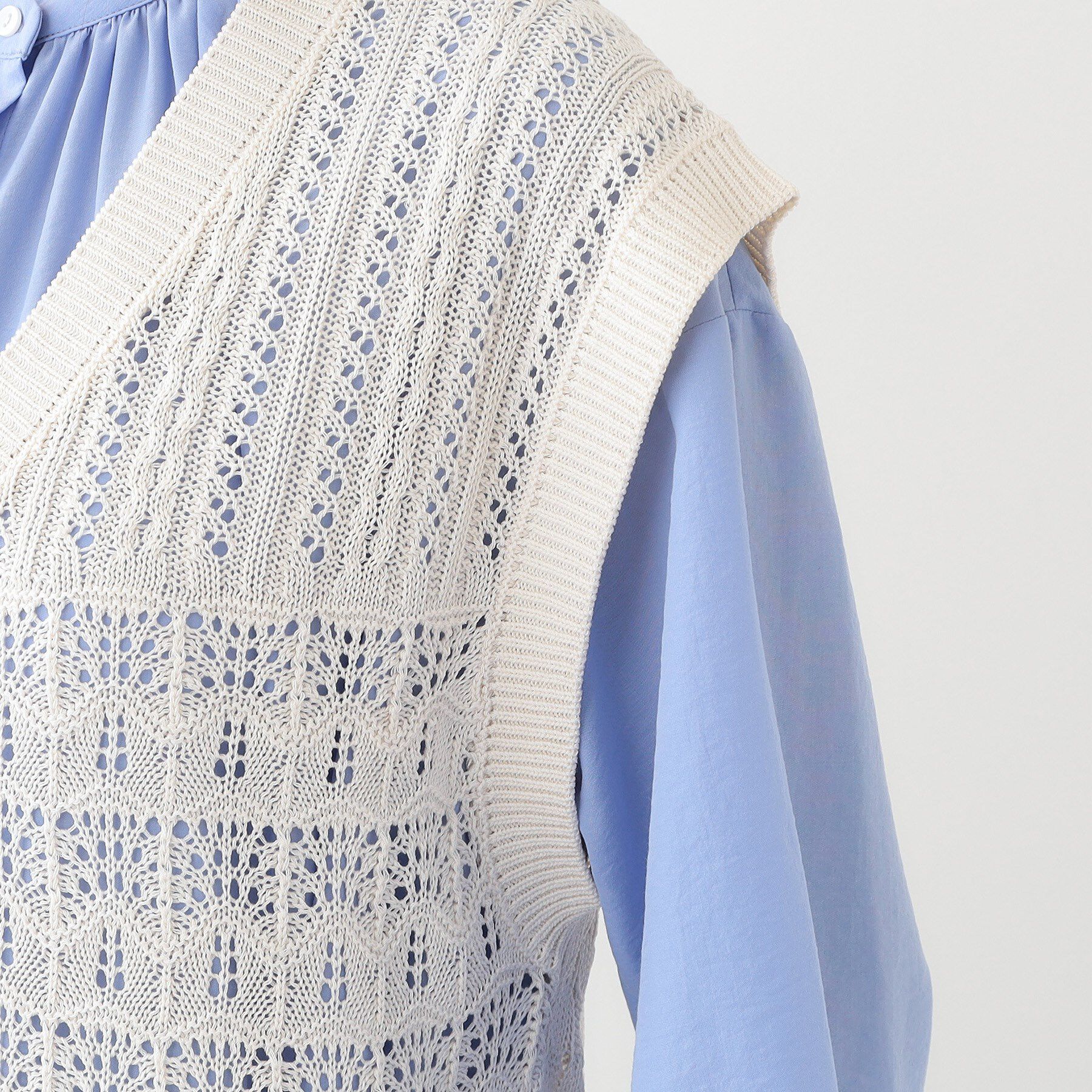 SHOO･LA･RUE「パッチワーク風 編み地切替えニットベスト」|ベスト・ジレ|