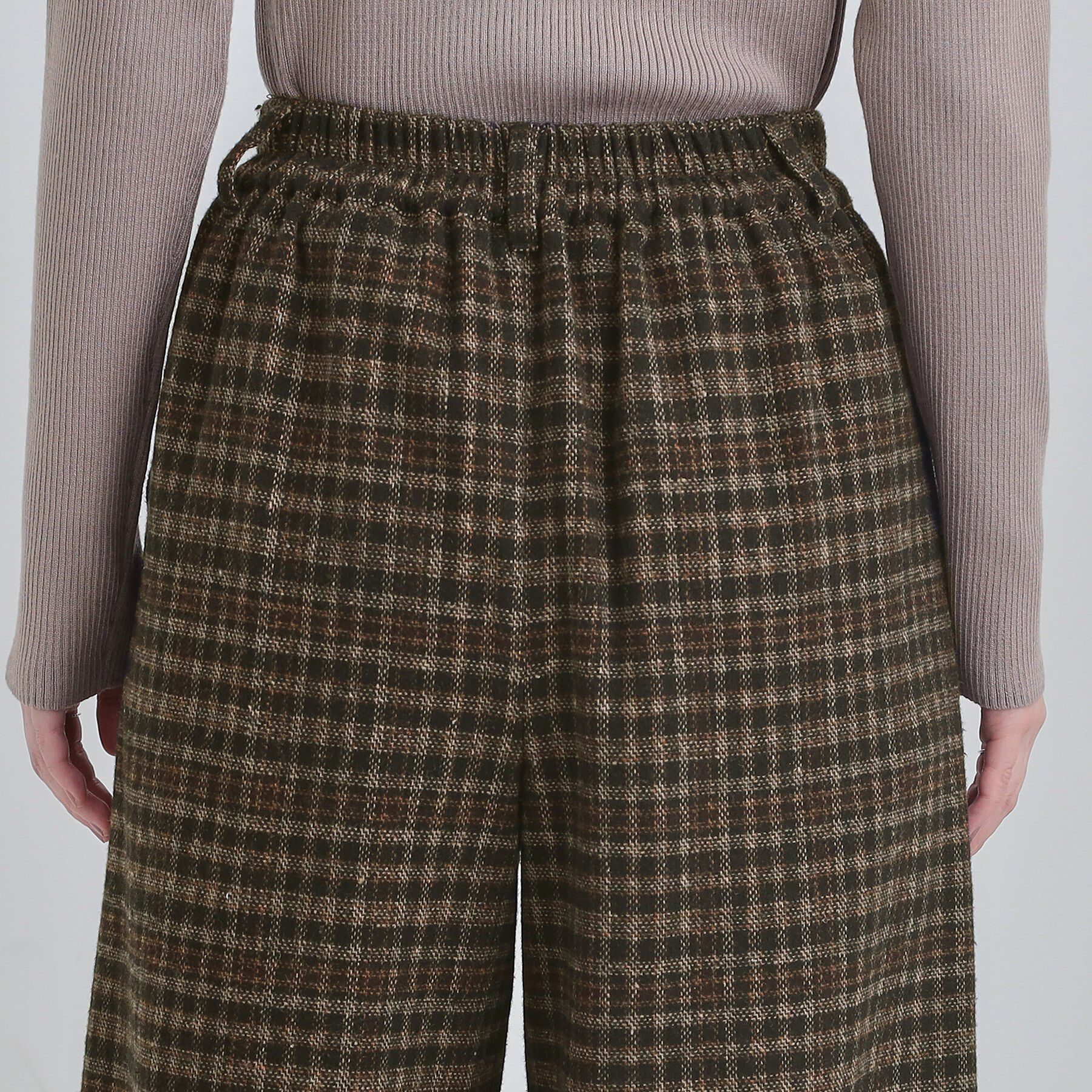 SHOO･LA･RUE「【あったか/S-LL】脚のラインをきれいに魅せる チェック柄ワイドパンツ」|その他|