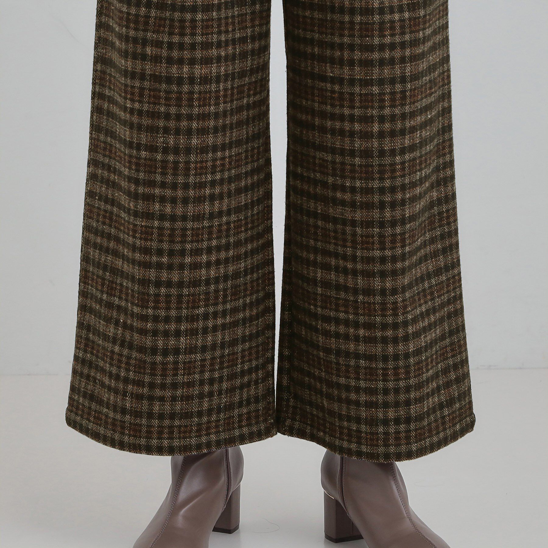 SHOO･LA･RUE「【あったか/S-LL】脚のラインをきれいに魅せる チェック柄ワイドパンツ」|その他|