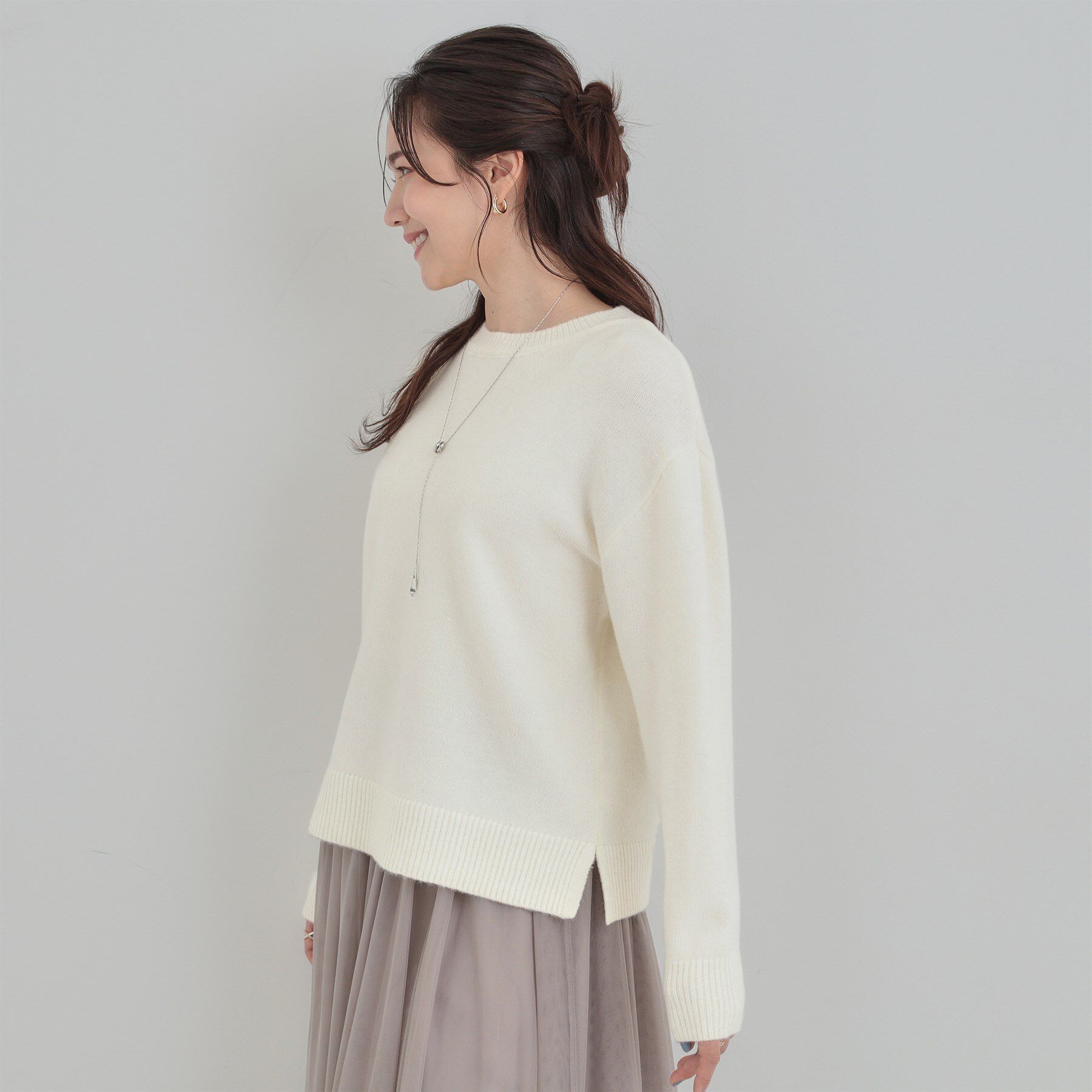 SHOO･LA･RUE「【S-LL/洗濯機可】さりげないラメが上品　クルーネックニット」|ニット・セーター|