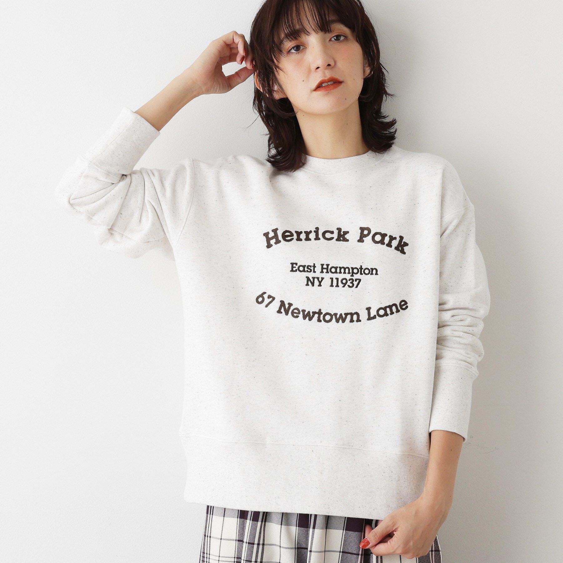 Dessin「【ユニセックス/洗える】ネップ裏毛スウェットトレーナー」|パーカー|ホワイト(001)