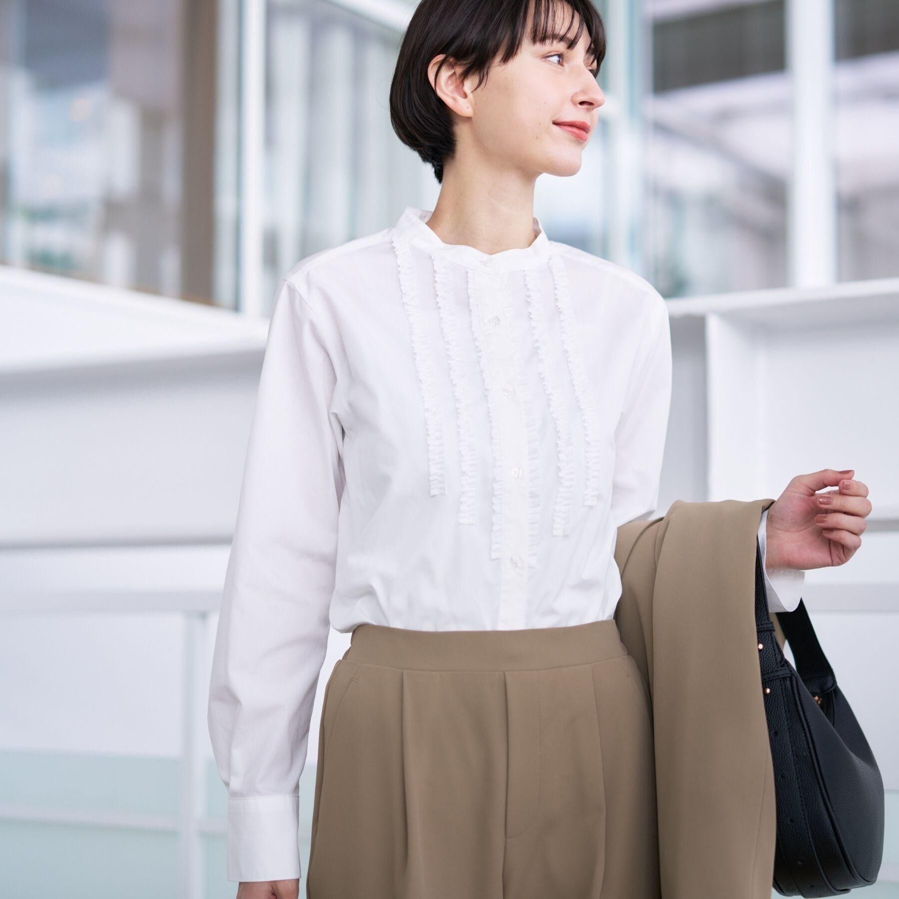 Dessin「【入卒/セレモニー/洗える】フロントフリルネックブラウス」|シャツ・ブラウス|