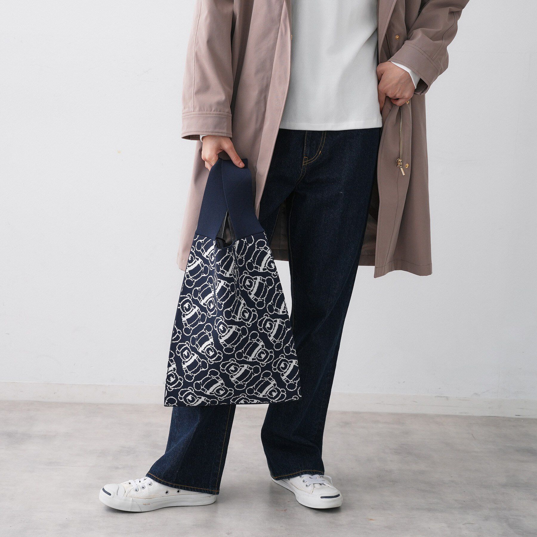 Dessin「【マシンウォッシャブル】Deddyジャガードニットバッグ」|トートバッグ|