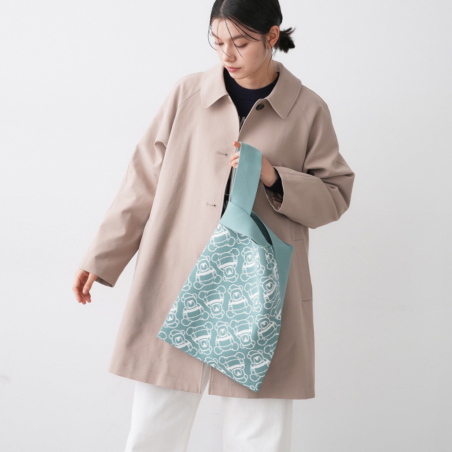 Dessin「【マシンウォッシャブル】Deddyジャガードニットバッグ」|トートバッグ|