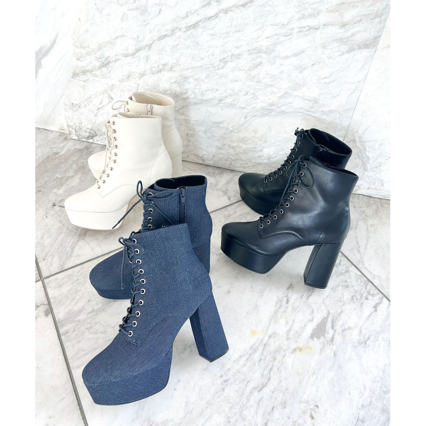 ESPERANZA「【ラク盛り／ショートブーツ】リピーター続出／脚長美脚　厚底レースアップブーツ」|ショートブーツ|