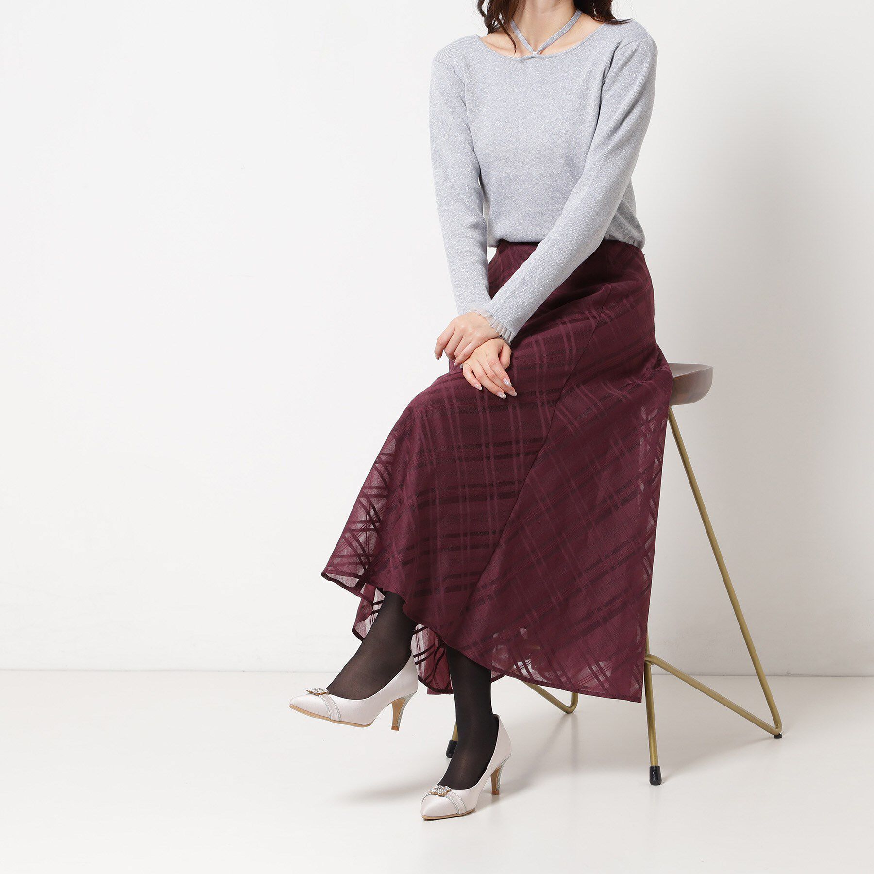 ESPERANZA「【12時間パンプス】約7．5cm／ビジューベルト パーティ-結婚式に最適」|パンプス|