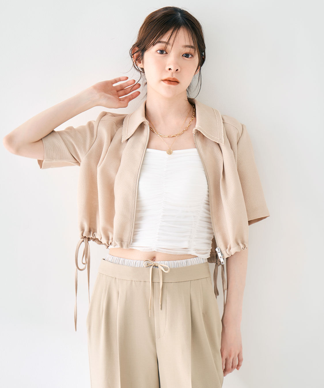 COCO DEAL「リネンライクツィードブルゾン」|ブルゾン・スタジャン|