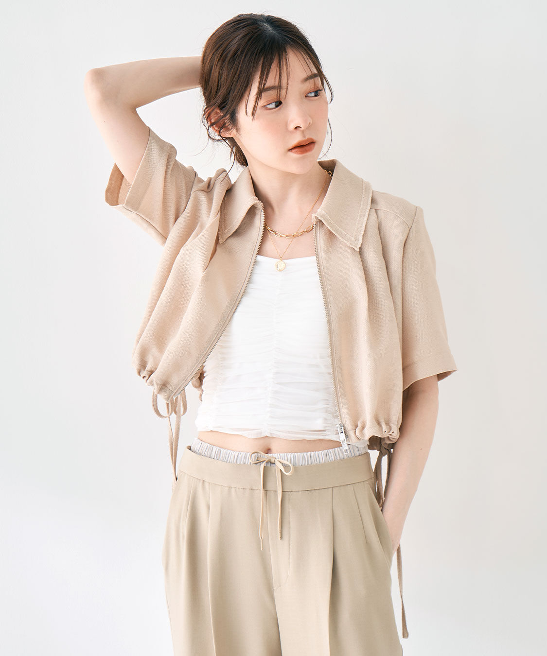 COCO DEAL「リネンライクツィードブルゾン」|ブルゾン・スタジャン|