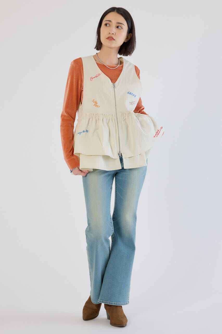 RODEO CROWNS「embroideryフロントジップベスト」|ダウンベスト・ベスト|