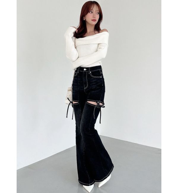 RESEXXY「【追加生産分】カットアウトリボンデニムパンツ」|デニム|