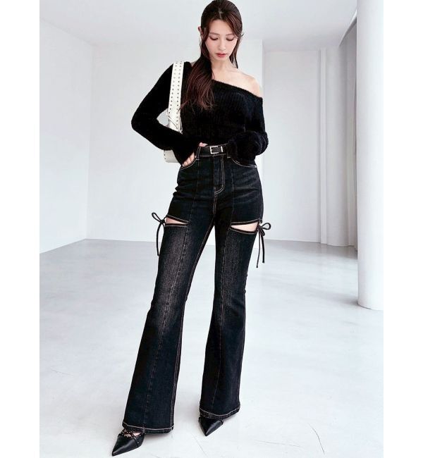 RESEXXY「【追加生産分】カットアウトリボンデニムパンツ」|デニム|