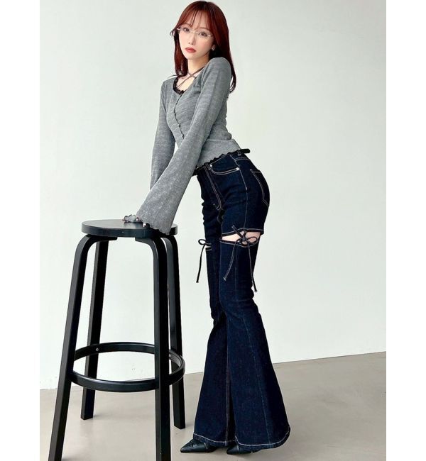 RESEXXY「【追加生産分】カットアウトリボンデニムパンツ」|デニム|