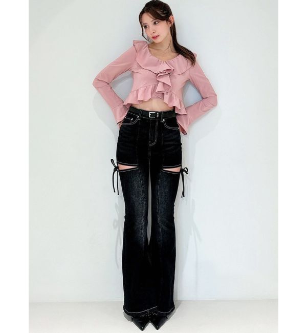 RESEXXY「【追加生産分】カットアウトリボンデニムパンツ」|デニム|