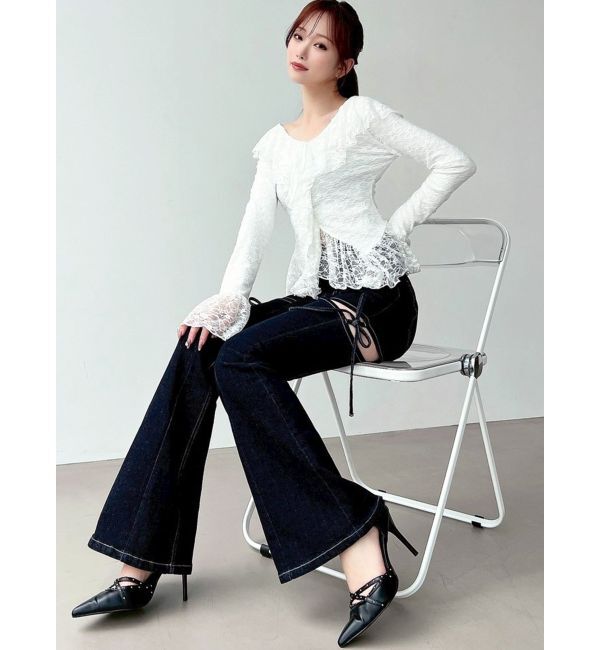 RESEXXY「【追加生産分】カットアウトリボンデニムパンツ」|デニム|