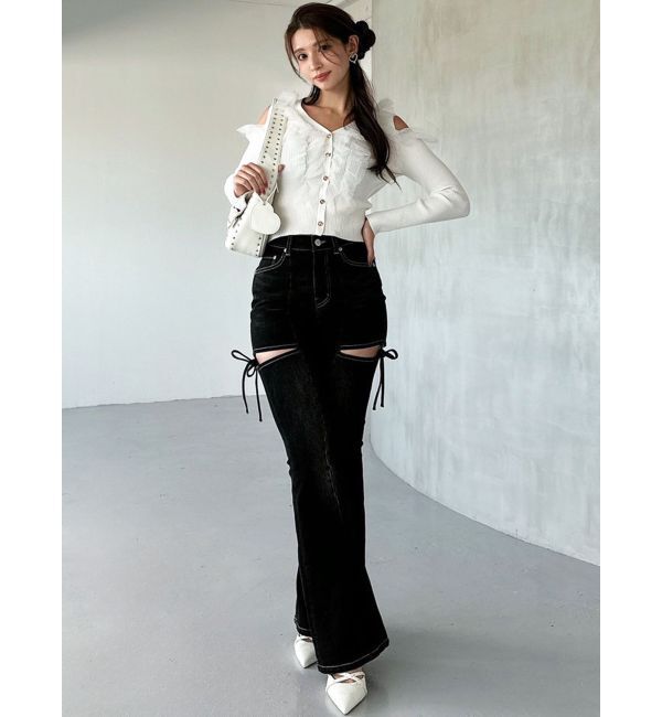 RESEXXY「【追加生産分】カットアウトリボンデニムパンツ」|デニム|