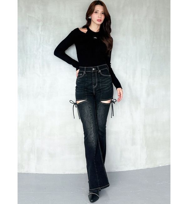 RESEXXY「【追加生産分】カットアウトリボンデニムパンツ」|デニム|