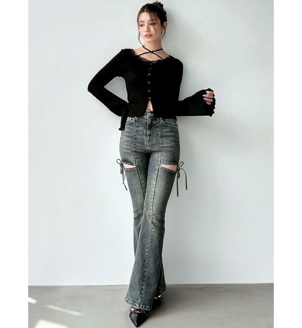 RESEXXY「【追加生産分】カットアウトリボンデニムパンツ」|デニム|