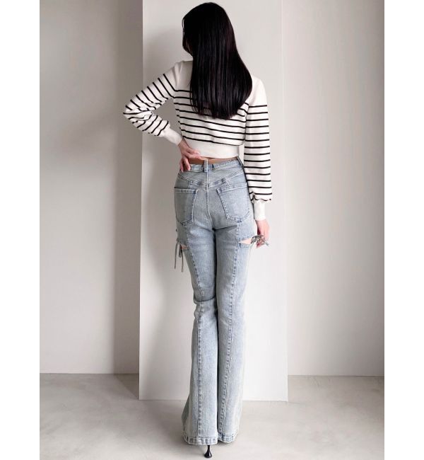 RESEXXY「【追加生産分】カットアウトリボンデニムパンツ」|デニム|