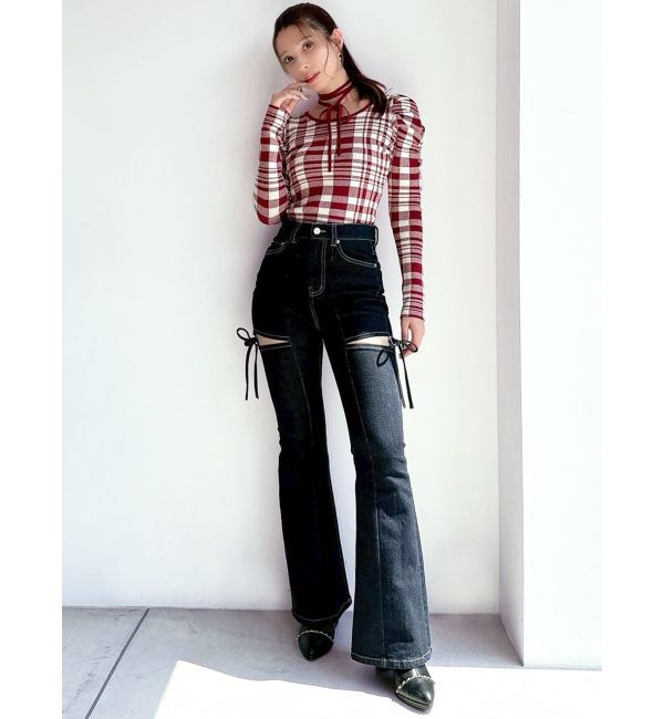 RESEXXY「【追加生産分】カットアウトリボンデニムパンツ」|デニム|