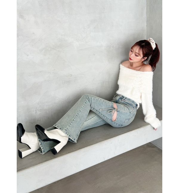 RESEXXY「【追加生産分】カットアウトリボンデニムパンツ」|デニム|