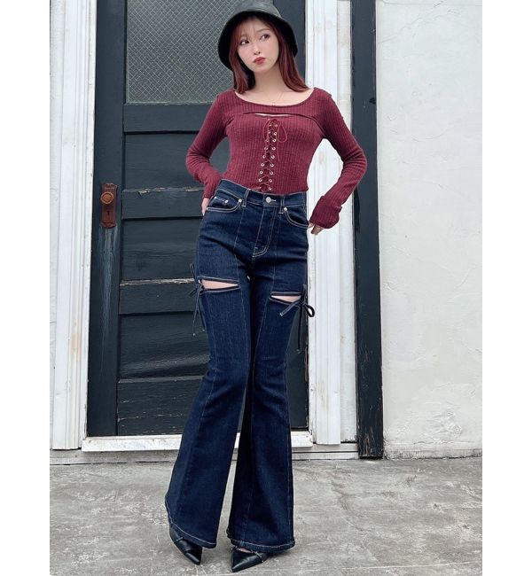 RESEXXY「【追加生産分】カットアウトリボンデニムパンツ」|デニム|