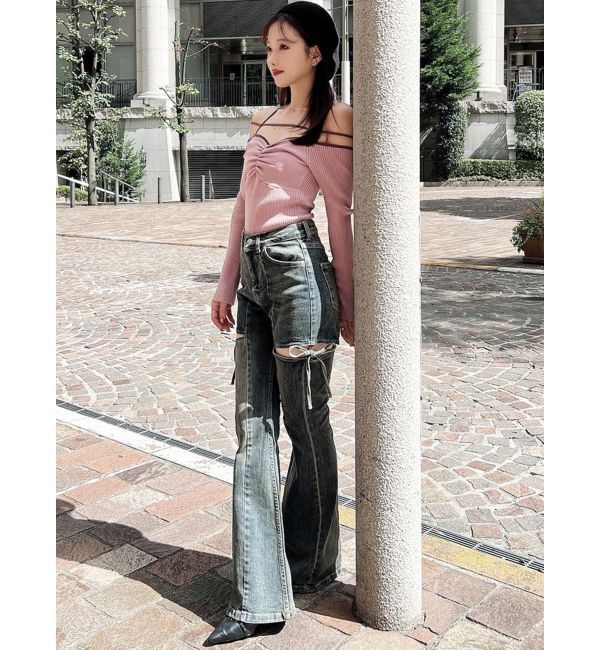 RESEXXY「【追加生産分】カットアウトリボンデニムパンツ」|デニム|