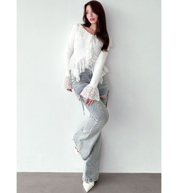 RESEXXY「【追加生産分】カットアウトリボンデニムパンツ」|デニム|