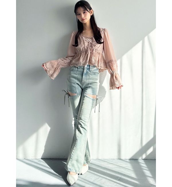 RESEXXY「【追加生産分】カットアウトリボンデニムパンツ」|デニム|