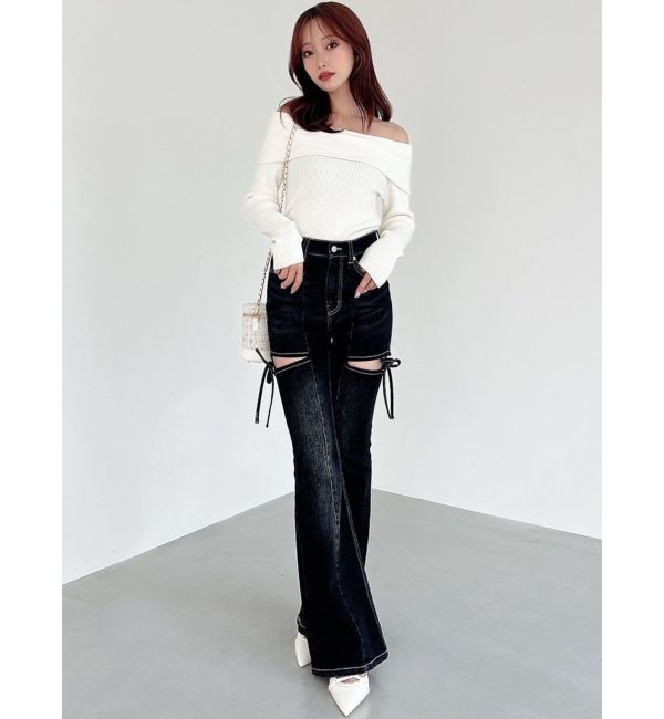 RESEXXY「【追加生産分】カットアウトリボンデニムパンツ」|デニム|