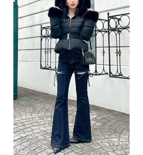 RESEXXY「【追加生産分】カットアウトリボンデニムパンツ」|デニム|インディゴ