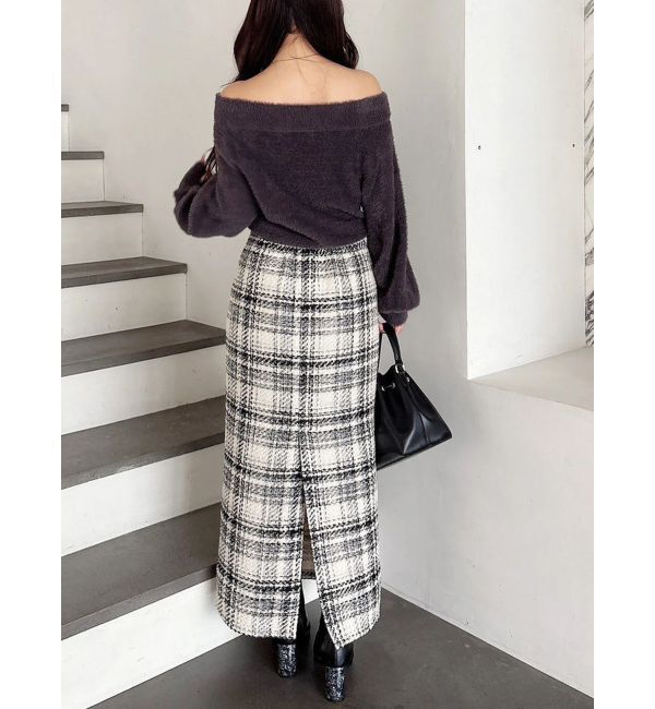MERCURYDUO「チェックツィードタイトスカート」|スカート|