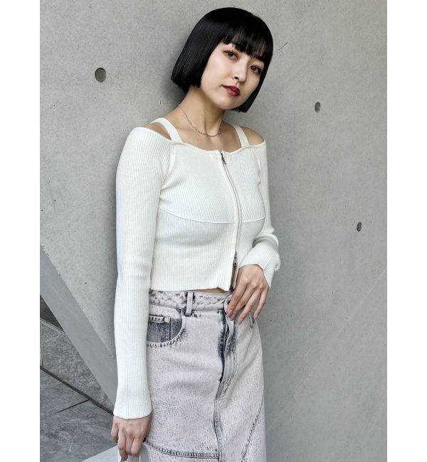 MURUA「ショルダーストラップダブルZIPニット」|ニット・セーター|