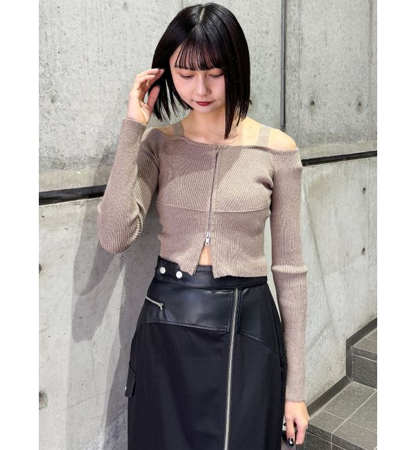 MURUA「ショルダーストラップダブルZIPニット」|ニット・セーター|