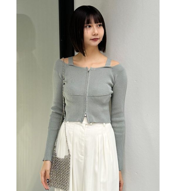 MURUA「ショルダーストラップダブルZIPニット」|ニット・セーター|