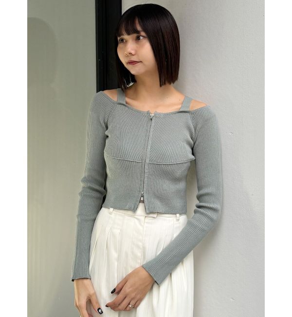 MURUA「ショルダーストラップダブルZIPニット」|ニット・セーター|