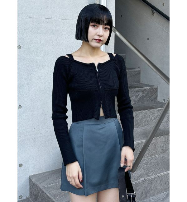 MURUA「ショルダーストラップダブルZIPニット」|ニット・セーター|