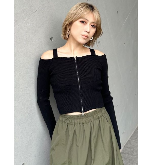 MURUA「ショルダーストラップダブルZIPニット」|ニット・セーター|