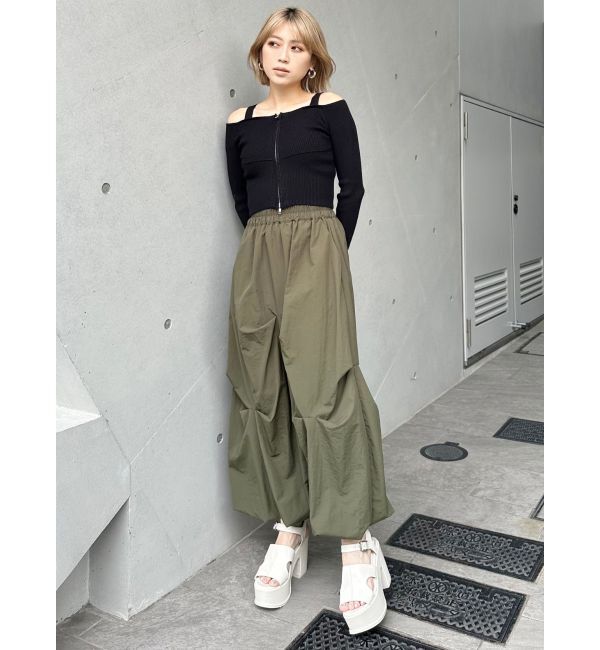 MURUA「ショルダーストラップダブルZIPニット」|ニット・セーター|